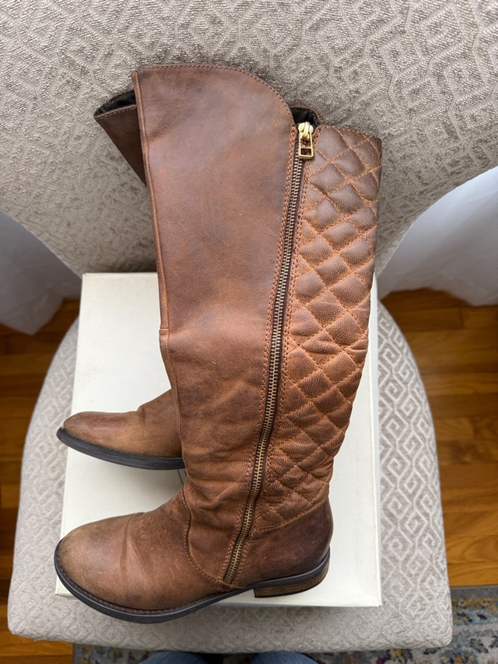 Steve Madden Brown Quilted Below-the-Knee Boots - Picture 3 of 8